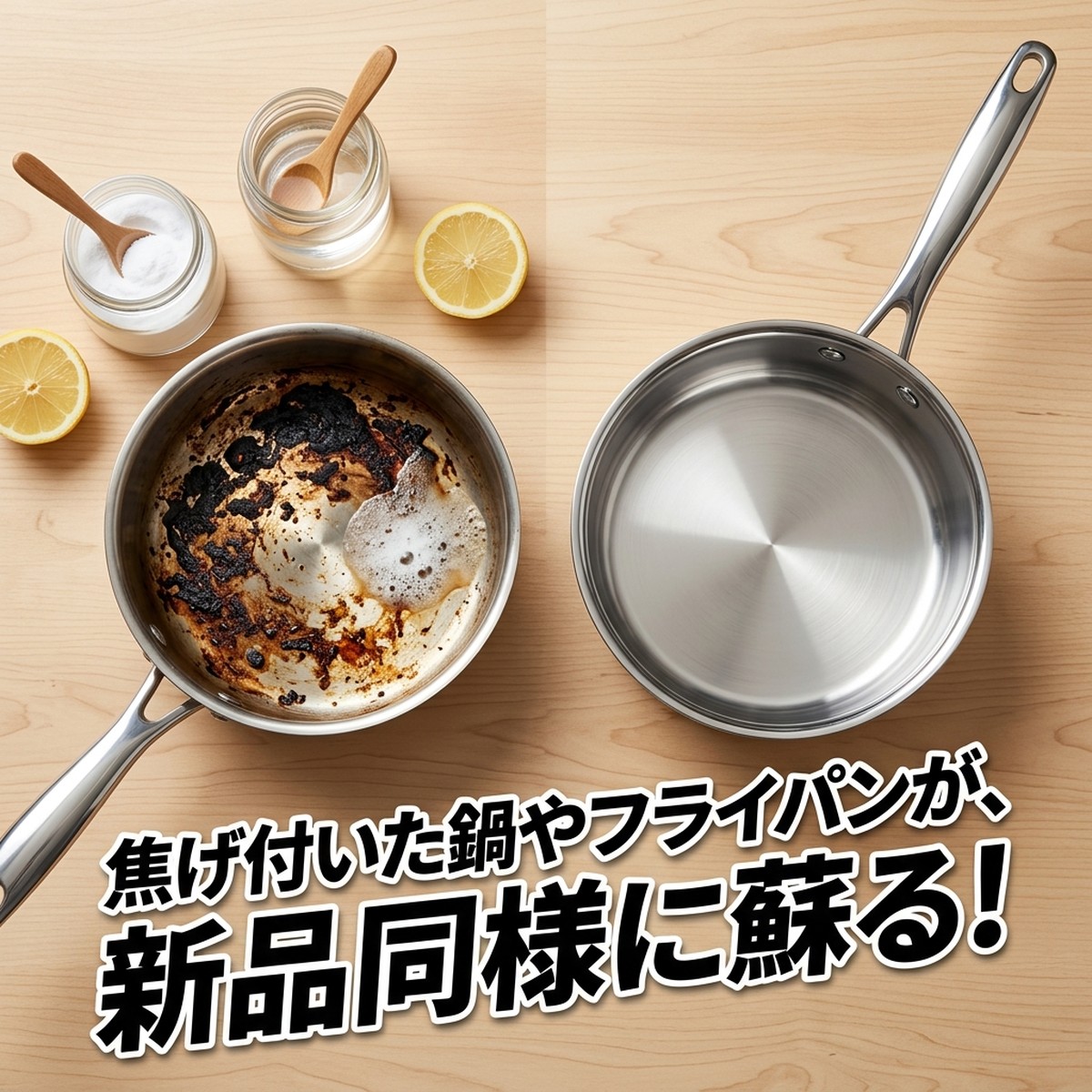 焦げ付いた鍋の掃除方法：重曹と酢で効果的に落とす