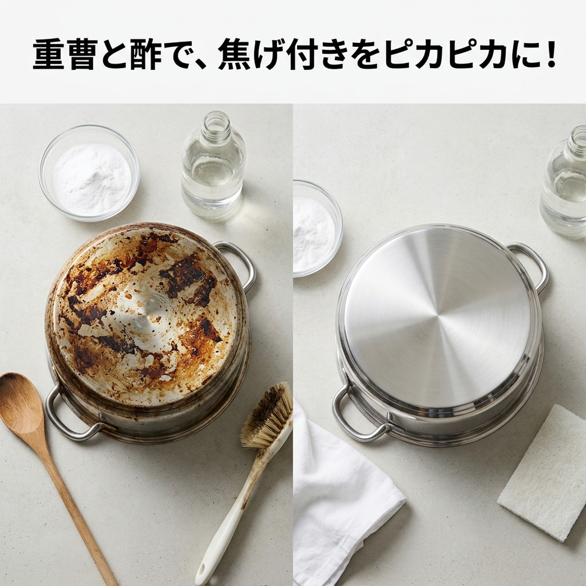 頑固な鍋の焦げ付きを重曹と酢で解決:効果的な掃除術