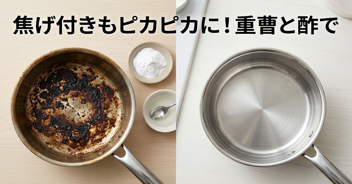頑固な鍋の焦げ付きを重曹と酢で解決:効果的な掃除術