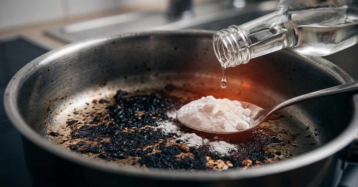 焦げ付いた鍋の汚れを重曹と酢で落とす効果的な方法